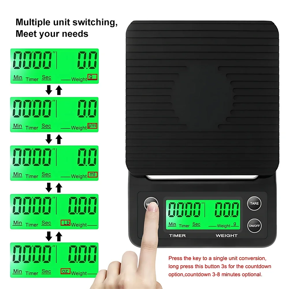 5/3 كجم LCD مقياس القهوة بالتن - مراجعة Scale Drip Timer وسعره